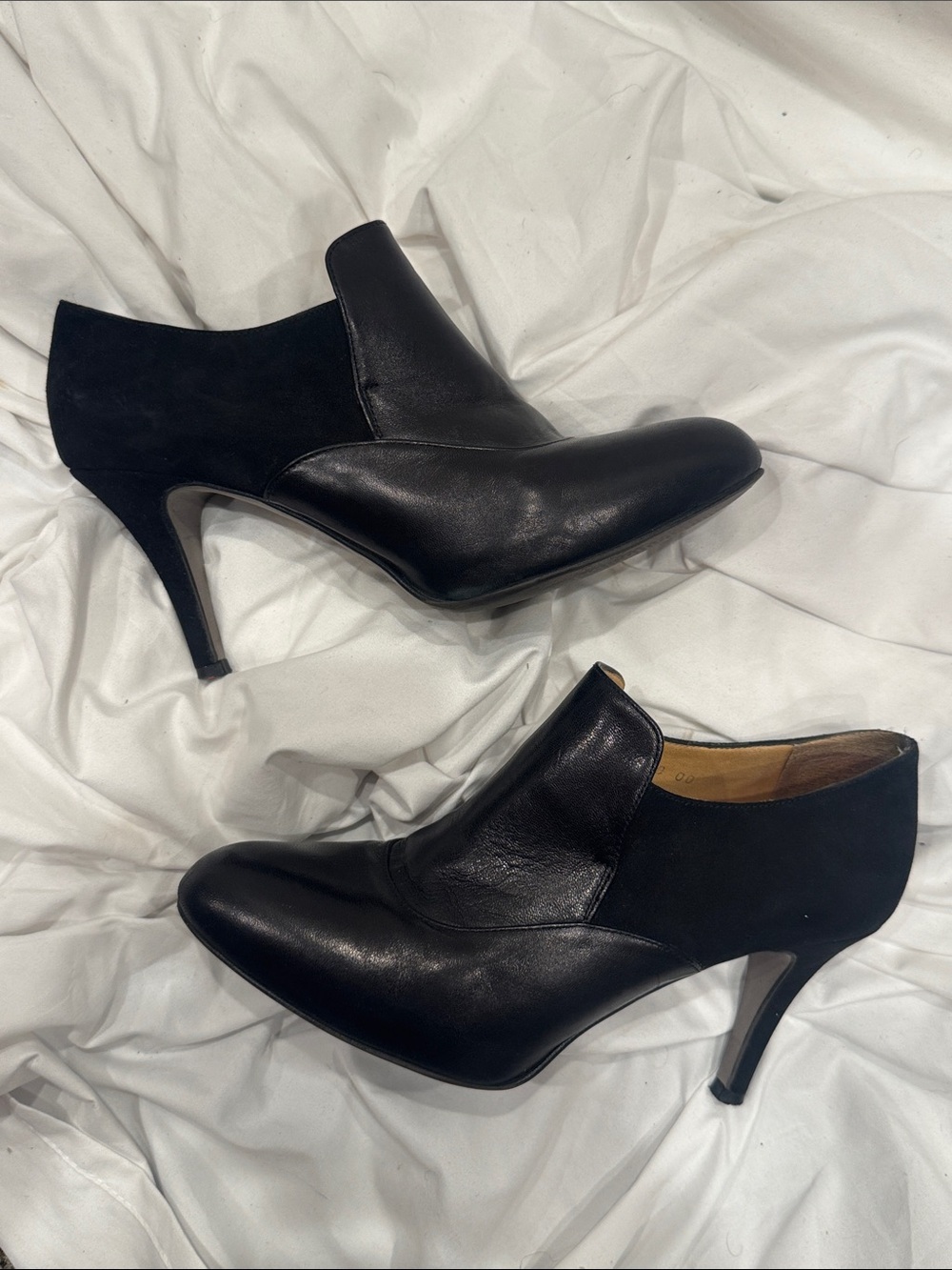 LLOYD Women's Black Leather & Suede Heeled Ankle Booties, Made in Germany EU 38